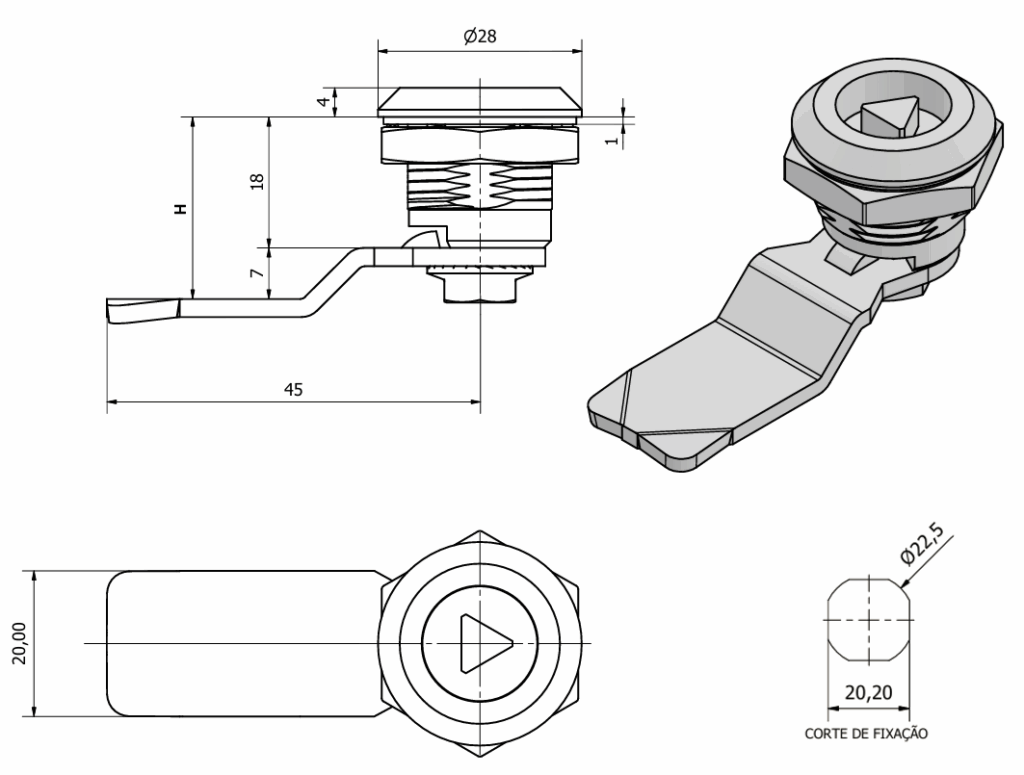 4 Fecho Triangulo Cromado