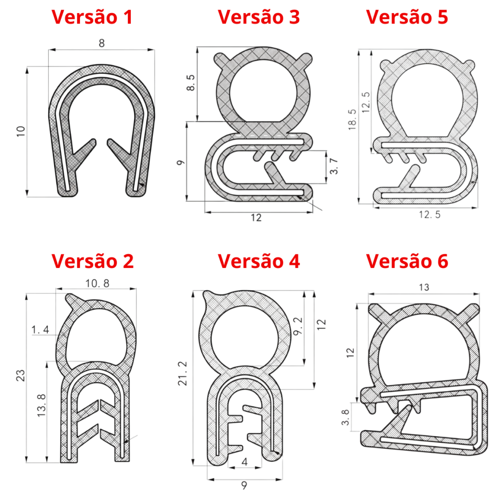 1 Borracha Perfil U com alma de Aco e amortecedor Desenho Tecnico 1
