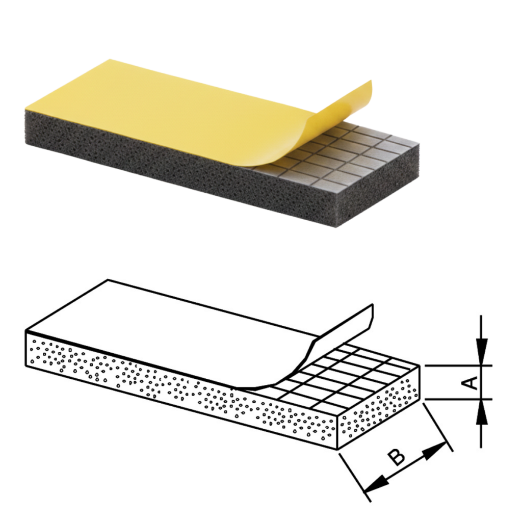 3 Borracha de vedacao adesiva retangular a prova dagua Desenho Tecnico