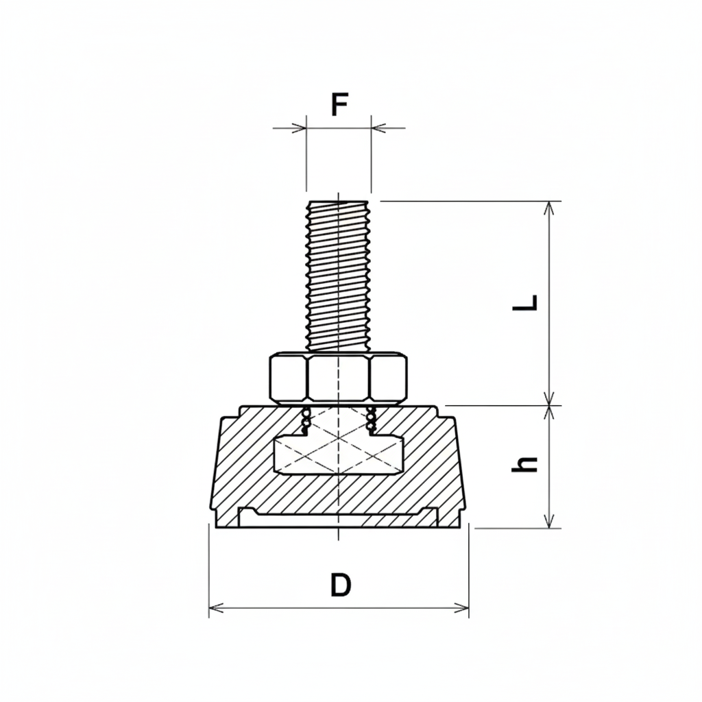 3 Pe Nivelador com Base Estriada Desenho Tecnico