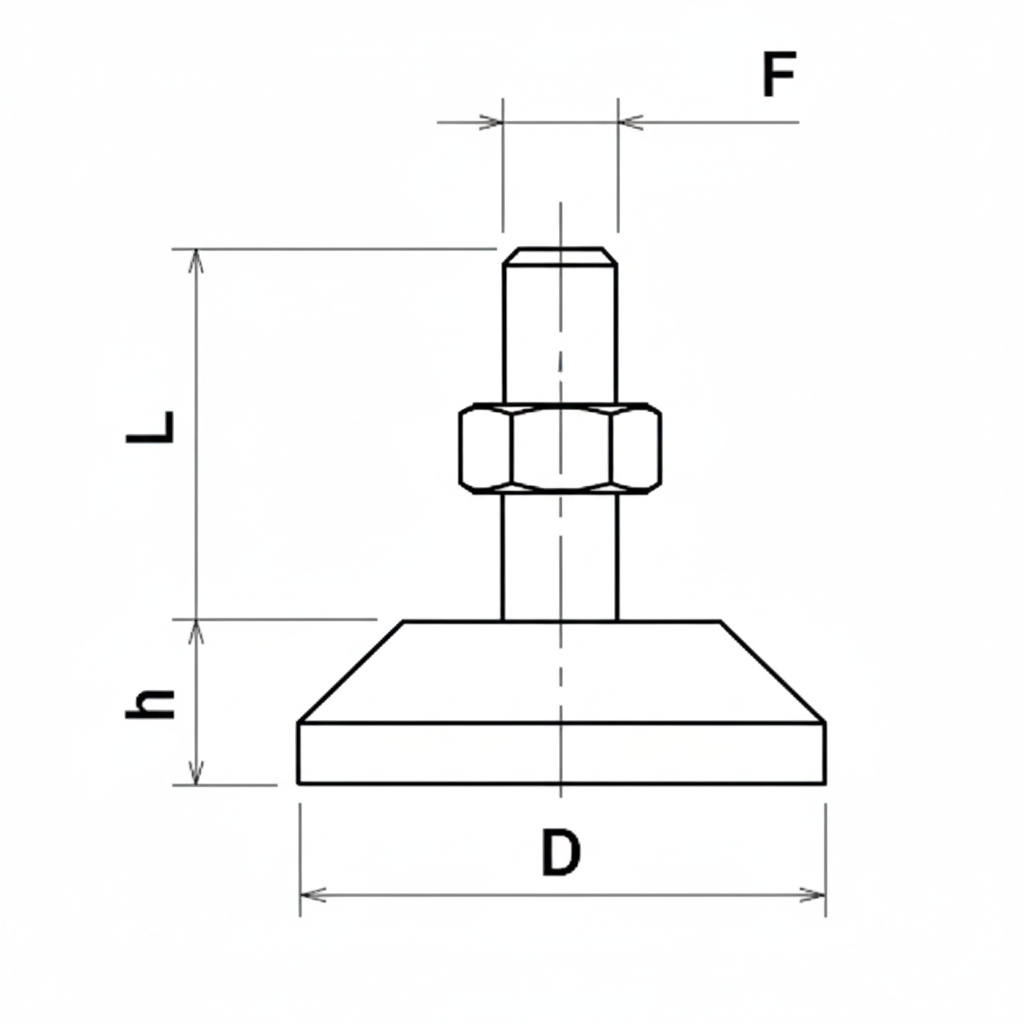 3 Pe Nivelador com Base Lisa Desenho Tecnico