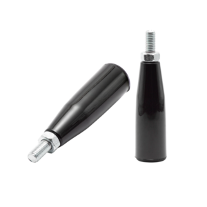 Cabos giratórios pretos com parafusos de aperto em fundo branco