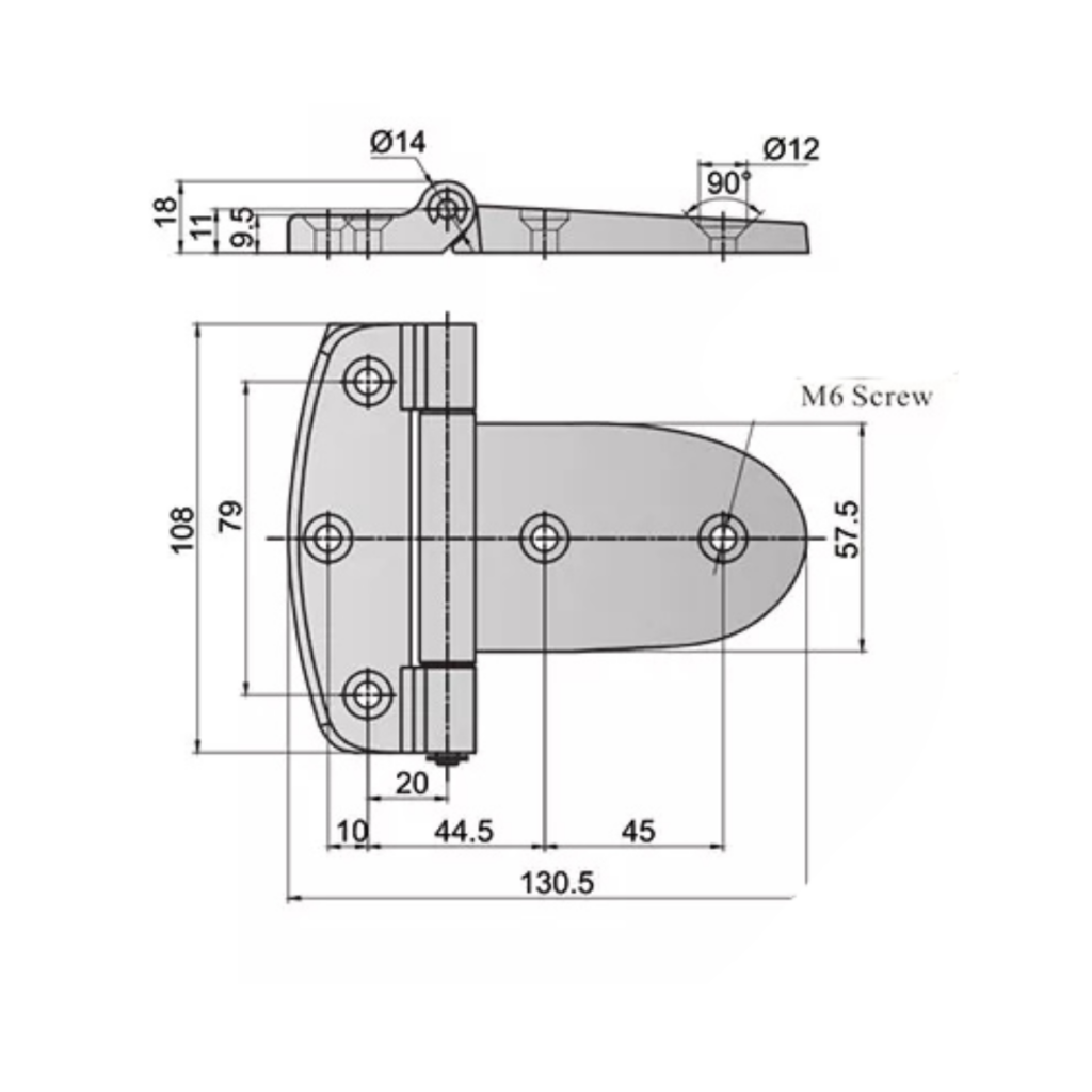 2 Dobradica oculta 120° Leme Nylon Desenho Tecnico