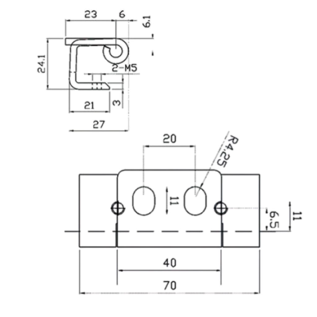 Dobradica Oculta 120° Fixo Desenho Tecnico