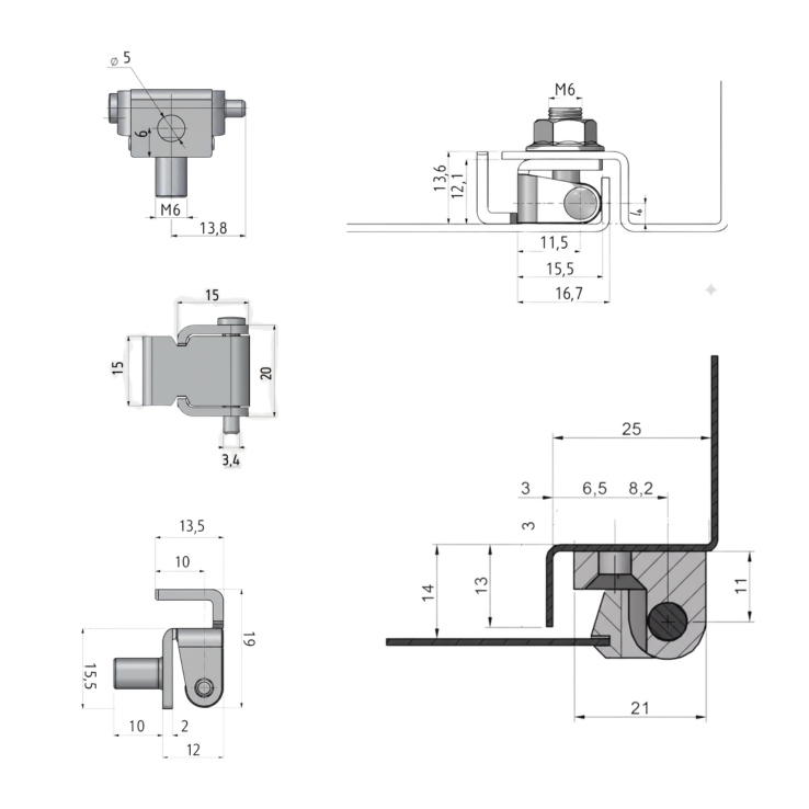 Dobradica Tipo C Desenho Tecnico