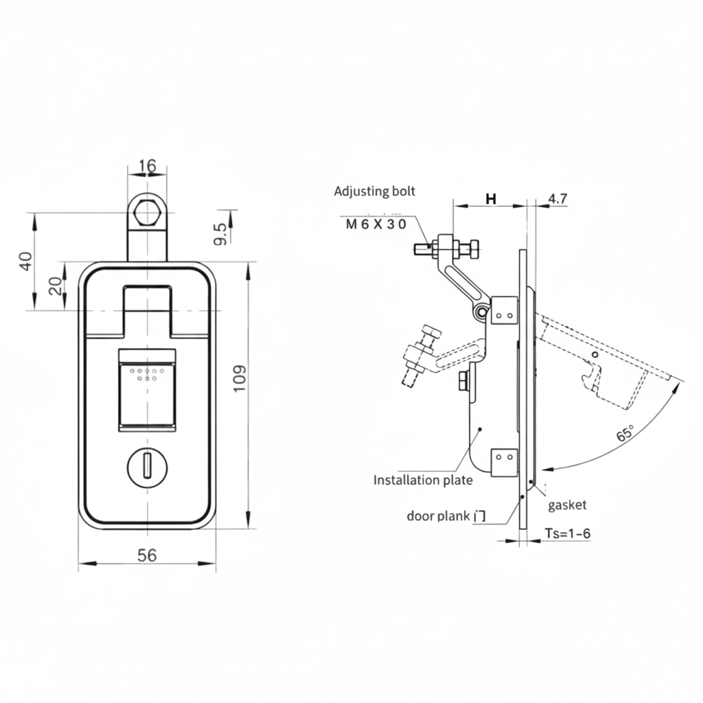 Fecho Escotilha Retangular Desenho Tecnico