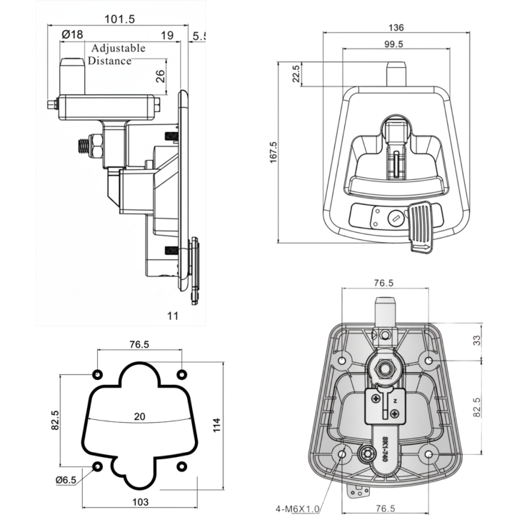 Fecho de Embutir TS Desenho Tecnico