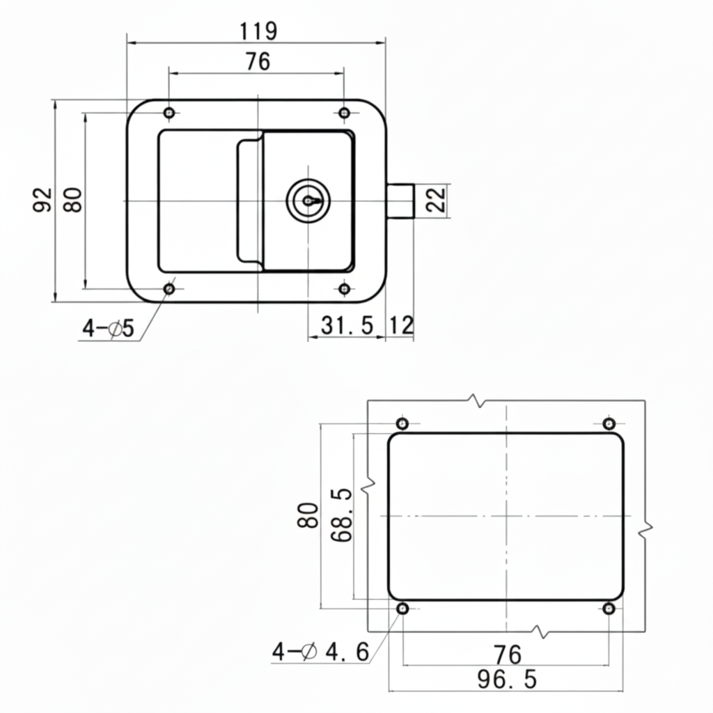 Fecho de Impacto Mini Desenho Tecnico