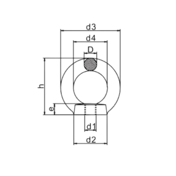 Olhal de Icamento Industrial Reforcado Tipo 2 Desenho Tecnico