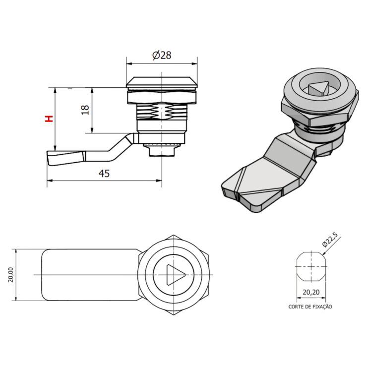 Fecho Triangulo Zamak