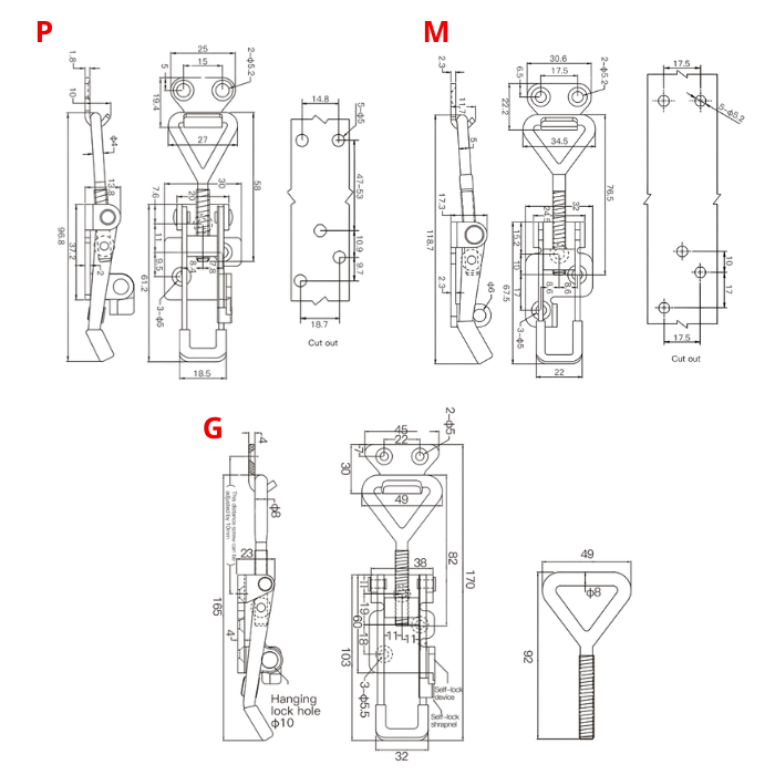 Fecho de Engate Rapido Inox Desenho Tecnico