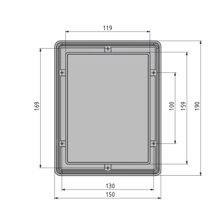Visor de inspecao Janela retangular Desenho Tecnico