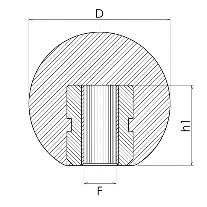 Bola em Baquelite Femea Desenho Tecnico