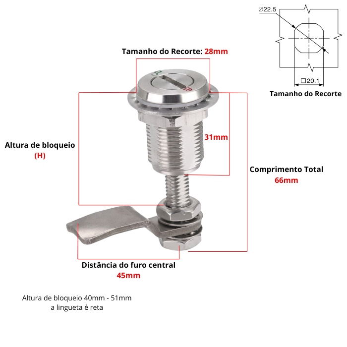 FECHO LINGUETA FENDA DE COMPRESSÃO AJUSTÁVEL INOX 316 2 FECHO LINGUETA FENDA DE COMPRESSÃO AJUSTÁVEL INOX 316 - Imagem 2
