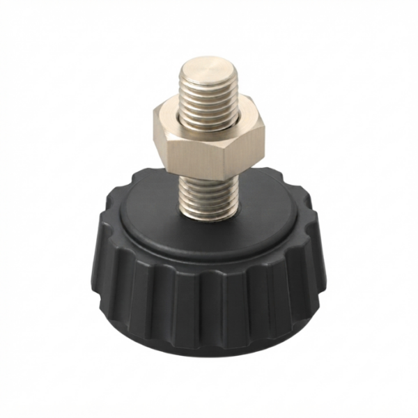 PÉ NIVELADOR DE AÇO INOX COM BASE ESTRIADA